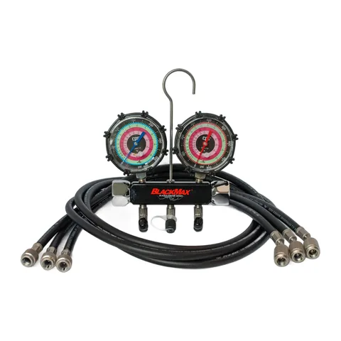 Đồng hồ nạp gas 2 van A2L CPS BlackMax MBA4P5AZ 3-1/8" cho R-454B, R-32, R-410A kèm 3 dây AB 5 ft
