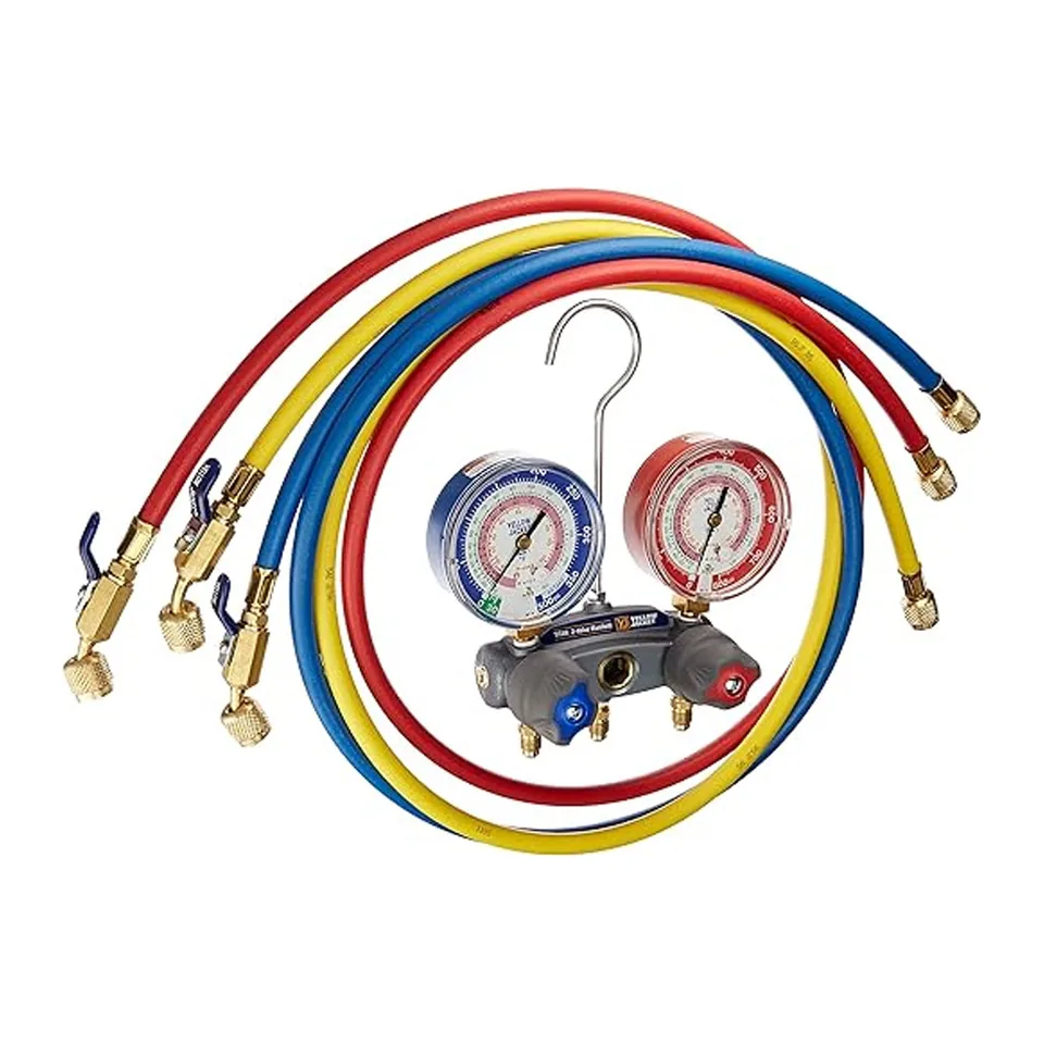Đồng hồ nạp gas 2 van Yellow Jacket 49868 TITAN cho R-22, R-404A, R-410A kèm dây PLUS II van bi gọn RYB 60"