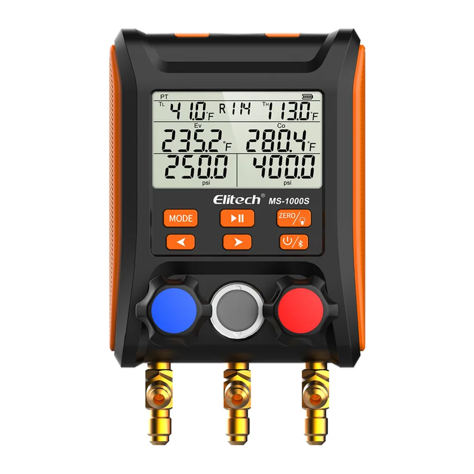 Đồng hồ nạp gas điện tử 2 van Elitech MS-1000S Bluetooth, hơn 140 loại gas
