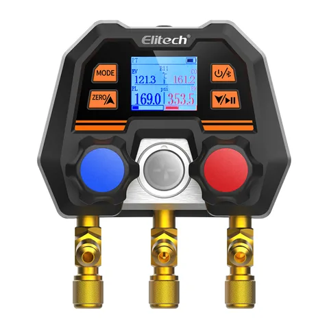 Đồng hồ nạp gas điện tử 2 van Elitech MS-100Plus màn hình màu, Bluetooth, hơn 140 loại gas