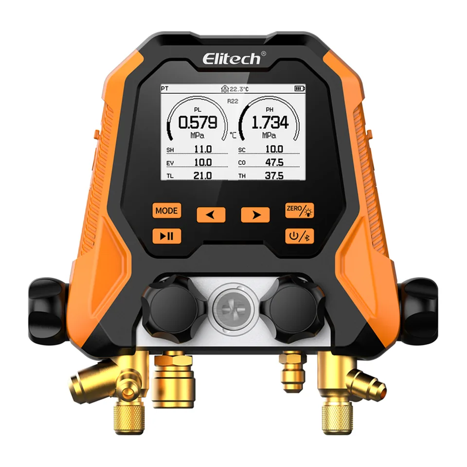 Đồng hồ nạp gas điện tử 4 van Elitech MS-870 Bluetooth, hơn 140 loại gas, tương thích A2L
