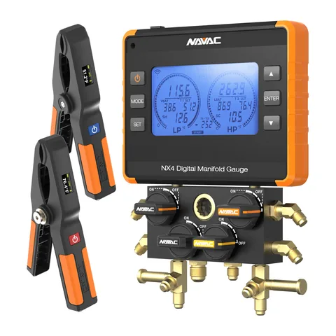Đồng hồ nạp gas điện tử 4 van NAVAC NX4 NEXUS kèm kẹp đo nhiệt