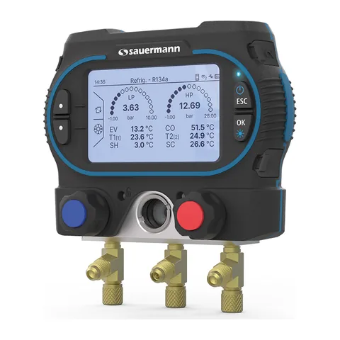 Đồng hồ nạp gas điện tử thông minh Sauermann Si-RM350 2 van, chỉ thân máy, hộp cứng