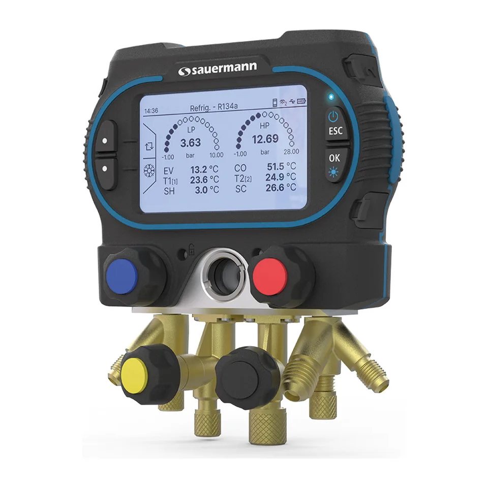 Đồng hồ nạp gas điện tử thông minh Sauermann Si-RM450 4 van, chỉ thân máy, hộp cứng