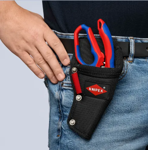 Combo Kéo Thợ Điện Đầu Gù 45⁰ Knipex 95 05 20 SB Và Túi Đeo 00 19 75 LE Đi Kèm