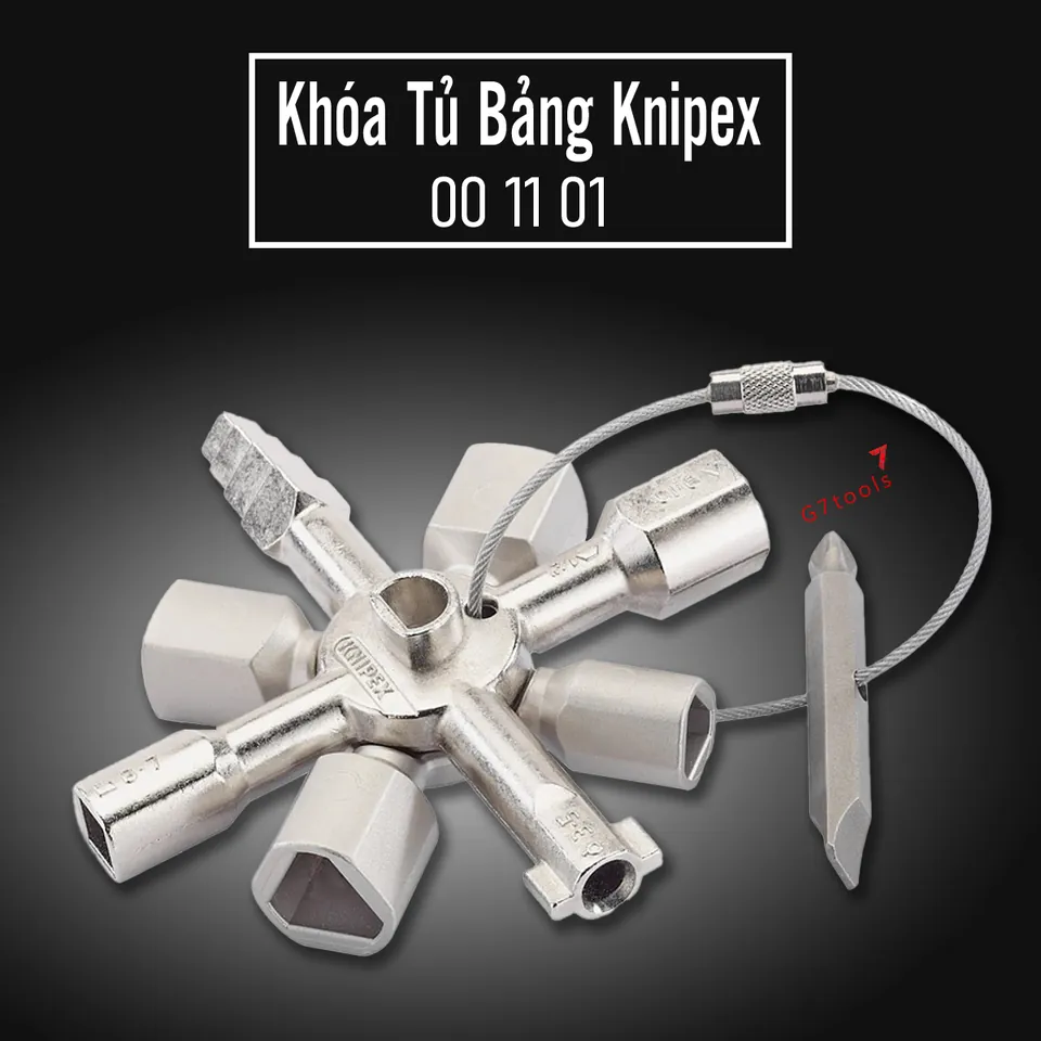 Khóa Tủ Bảng Knipex TwinKey® – Gồm 8 Nhánh Và 2 Đầu Bit Cộng Trừ 00 11 01