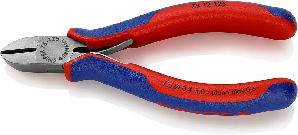 Kìm Cắt Linh Kiện Vật Liệu Mềm Knipex 76 12 125, Lưỡi 63 HRC, Dài 125mm