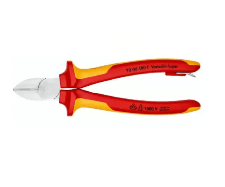 Kìm Cắt Mũi Thon Knipex 70 06 180 T BK - Dài 180mm - Cách điện 1000 Volt - Có móc treo an toàn
