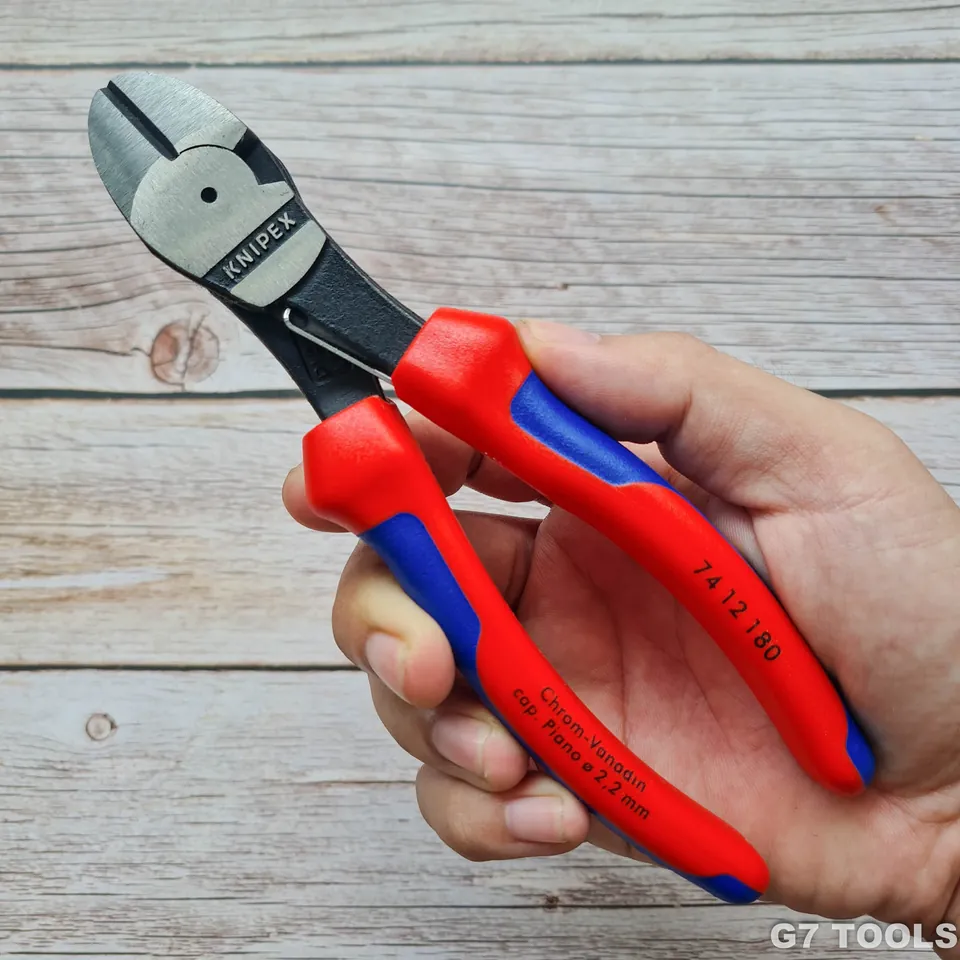 Kìm Cắt Thân Chéo Knipex 74 12 180 Có Lẫy Tự Mở Miêng Chiều Dài 180mm