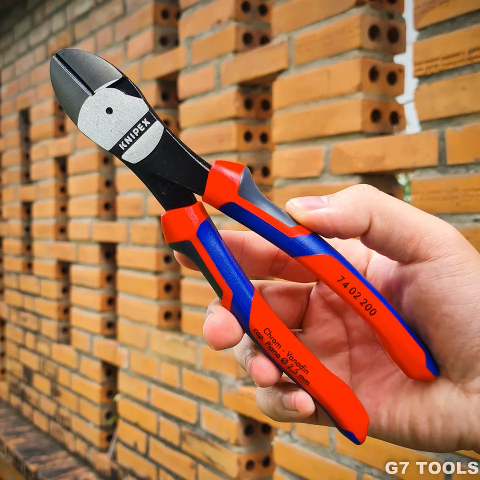 Kìm Cắt Thân Chéo Knipex 74 02 200 Dài 200mm Cắt Thép Lò Xo Ø 2.5 mm