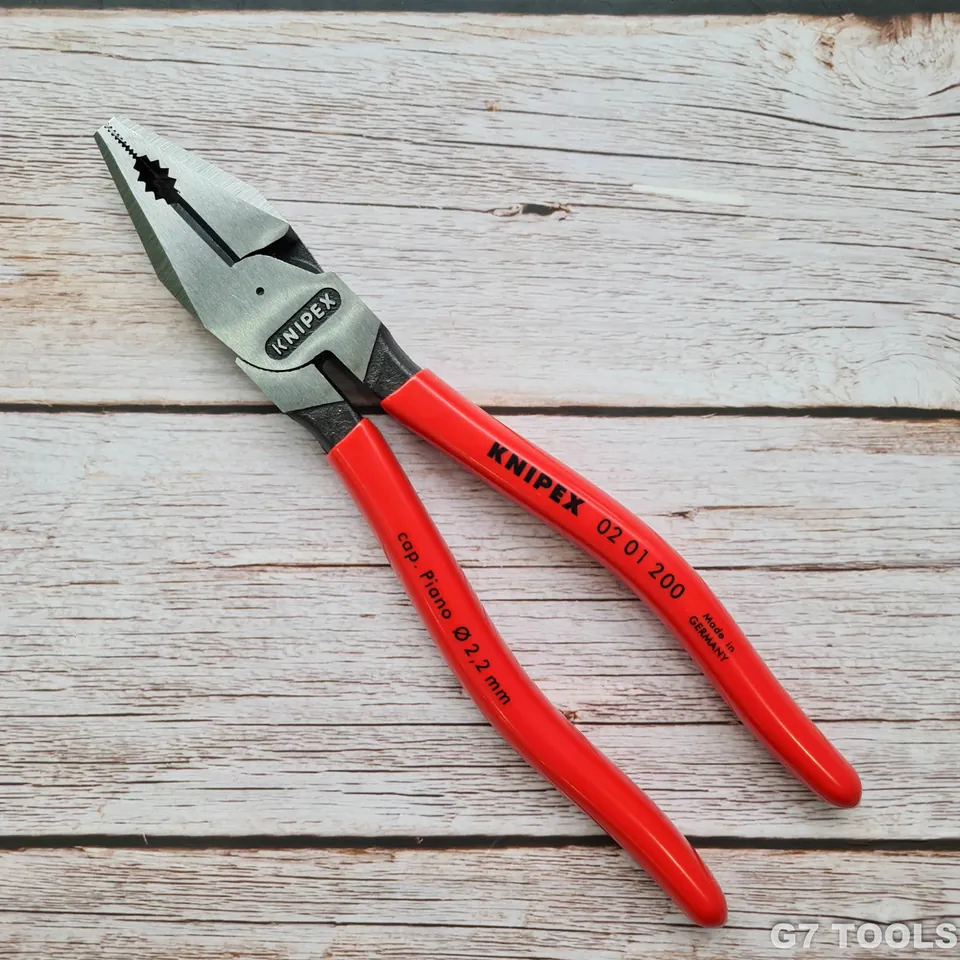 Kìm Đa Năng Knipex 02 01 200 Lưỡi Cắt 63 HRC Dài 200mm, Tay nhựa đỏ