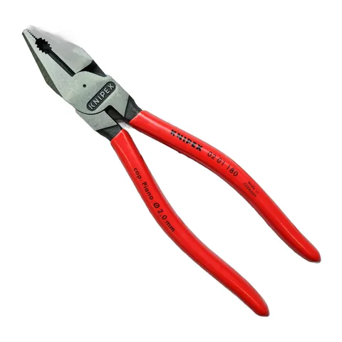 Kìm Đa Năng Knipex 02 01 180 Lưỡi Cắt 63 HRC Dài 180mm, Tay nhựa đỏ