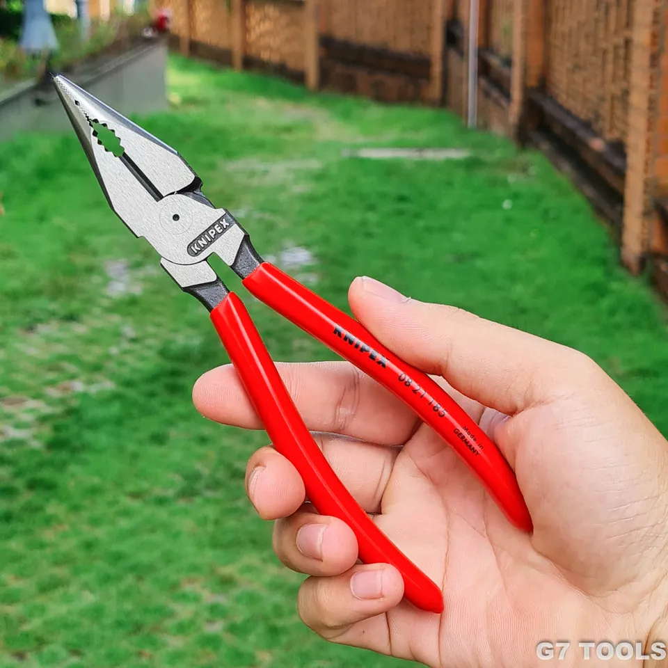 Kìm Đa Năng Mũi Thon Needle-Nose Combination Knipex 08 21 185 Lưỡi Cắt 61HRC (Mới 2023)