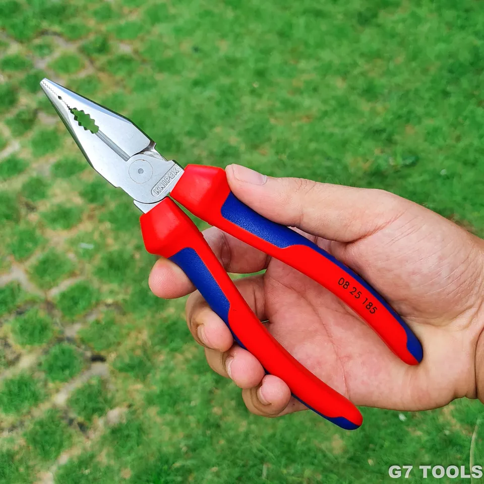 Kìm Đa Năng Mũi Thon Needle-Nose Combination Knipex 08 25 185 Lưỡi Cắt 61HRC (Mới 2023)