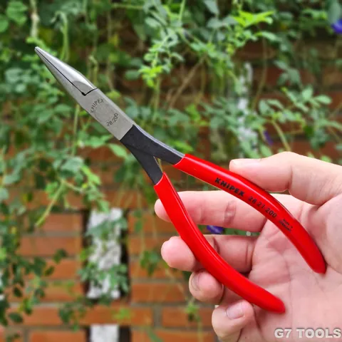 Kìm Kẹp Mũi Nhọn Dài Knipex 28 21 200 Mũi Tròn 3.0mm - Ngàm Kẹp Khía Song Song