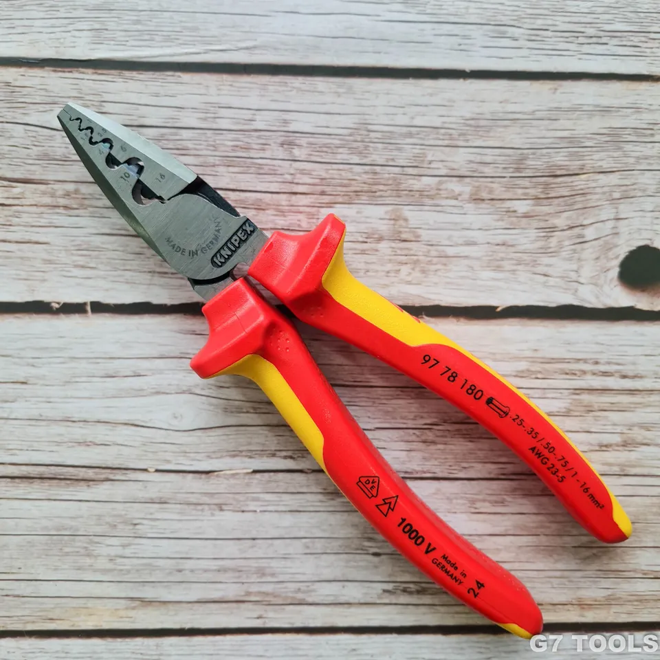 Kìm Knipex 97 78 180 Bấm Cos Pin Rỗng 0.25 - 16 mm² Cách Điện 1000 Volt