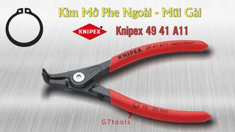 Kìm Mở Phe Ngoài Ø10–25mm Knipex 49 41 A11 – Mũi Gài, Đầu Cong 90°, Có Cữ Chặn Chính Xác