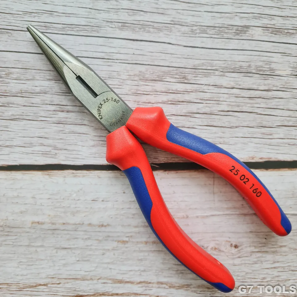 Kìm Mũi Nhọn Knipex 25 02 160 Mũi Đàn Hồi, Lưỡi Cắt 61 HRC, Chiều Dài 160mm