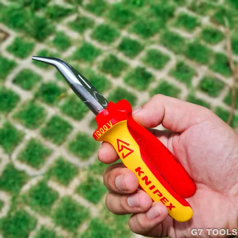 Kìm Nhọn Knipex 25 26 160 Đầu Cong 40° Lưỡi Cắt 61 HRC, Dài 160mm Cách Điện 1000 Volt