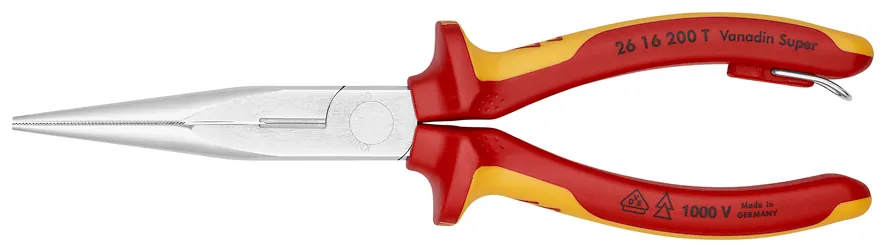 Kìm Nhọn Knipex 26 16 200 T Mũi Đàn Hồi, Chiều Dài 200mm Có Móc Treo An Toàn