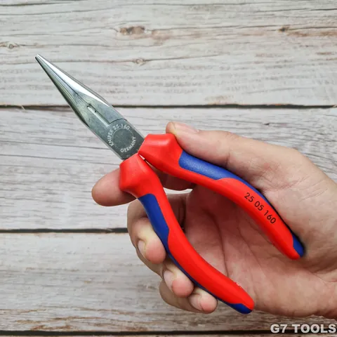 Kìm Nhọn Knipex 25 05 160 Mũi Đàn Hồi, Lưỡi Cắt 61 HRC,Dài 160mm, Mạ chrome