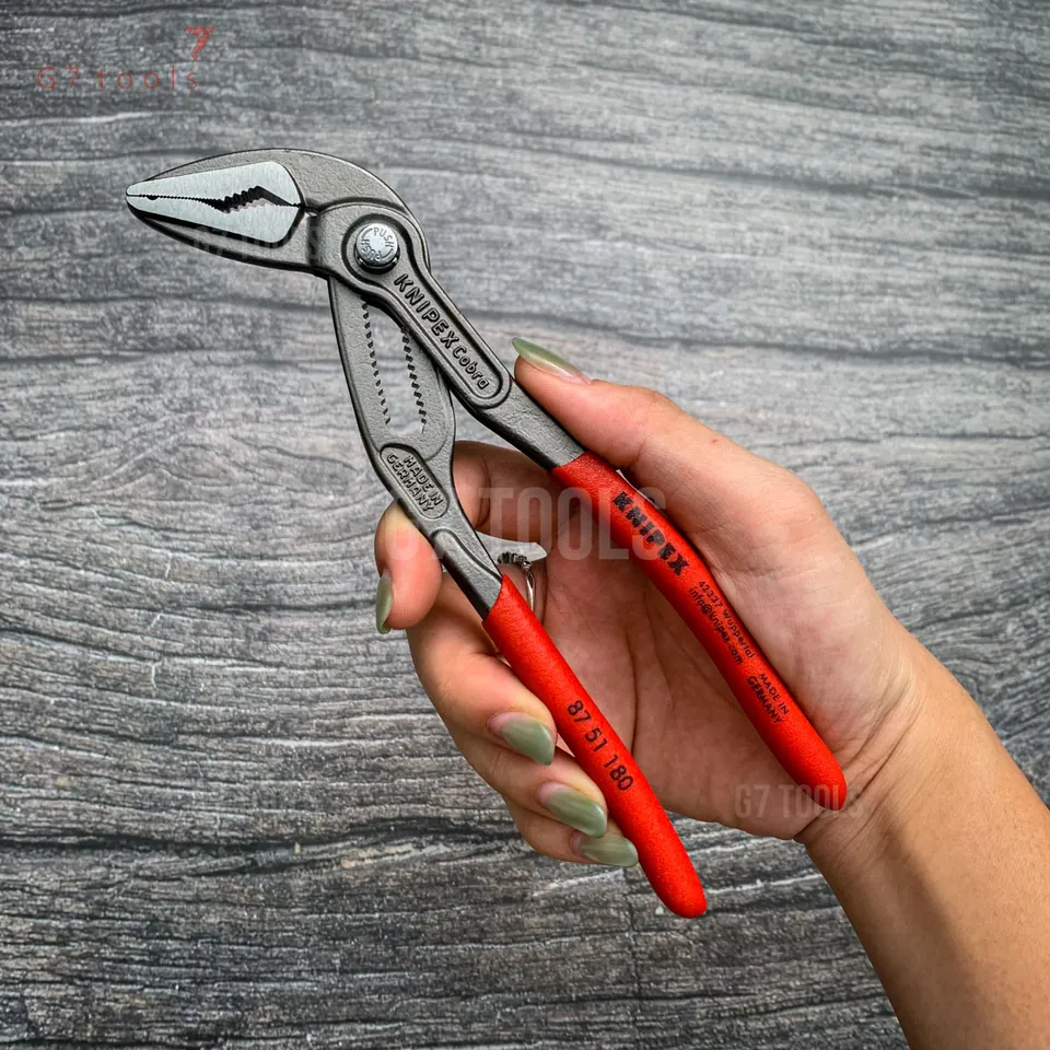 Kìm Nước Knipex Cobra ES 87 51 180 Đầu Thon Mở đến Ø32mm