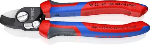 Knipex 95 22 165 Kìm Cắt Cáp Điện Đồng Nhôm Ø15mm Tay Cầm Êm Có Lò Xo Tự Mở