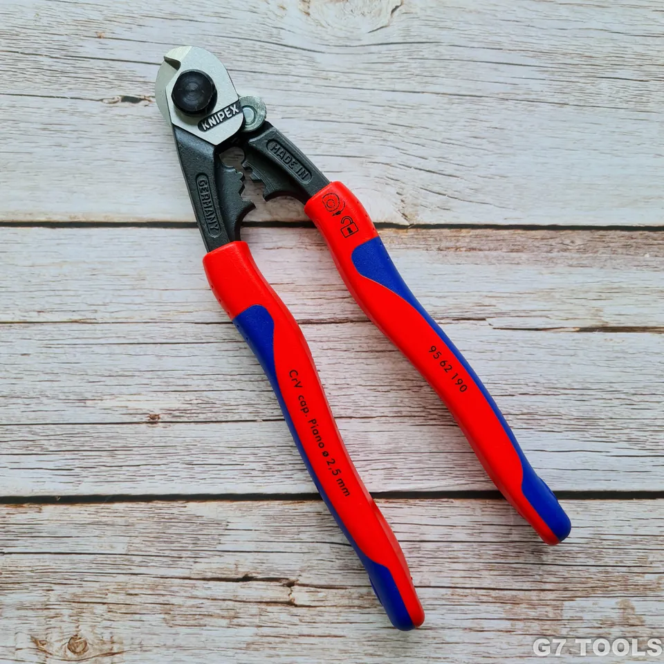 Knipex 95 62 190 Kìm Cắt Cáp Thép Bện Wire Rope và Bấm Cos Bowden