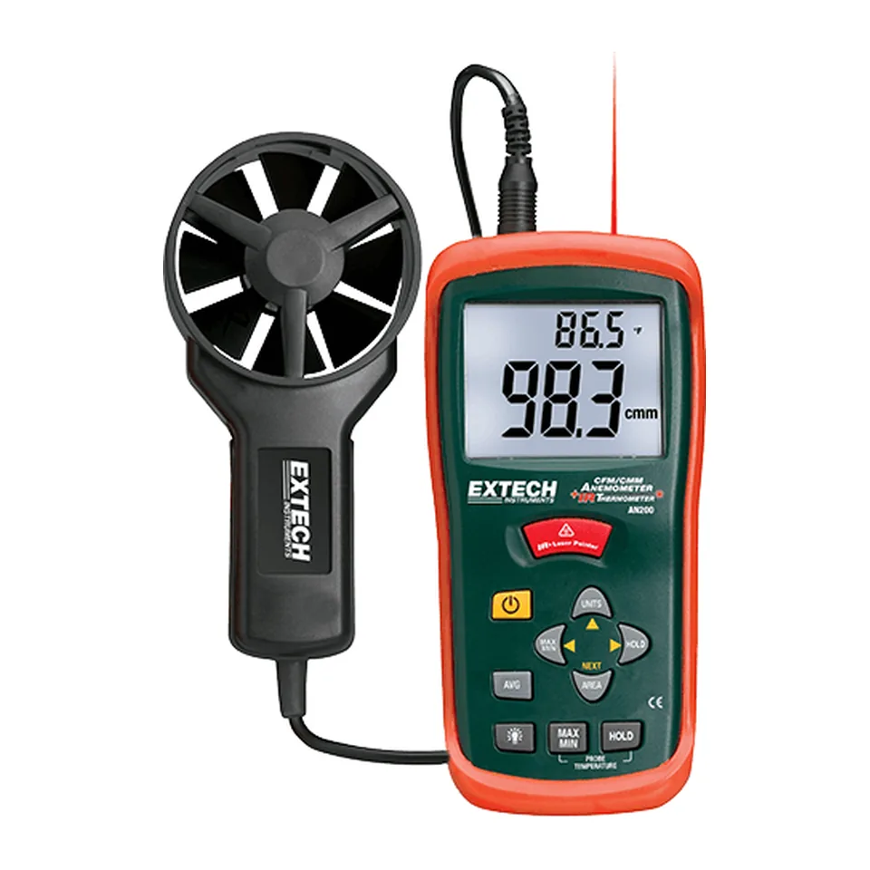 Máy đo gió và nhiệt độ mini Extech AN200 kèm nhiệt kế hồng ngoại, đo CFM/CMM