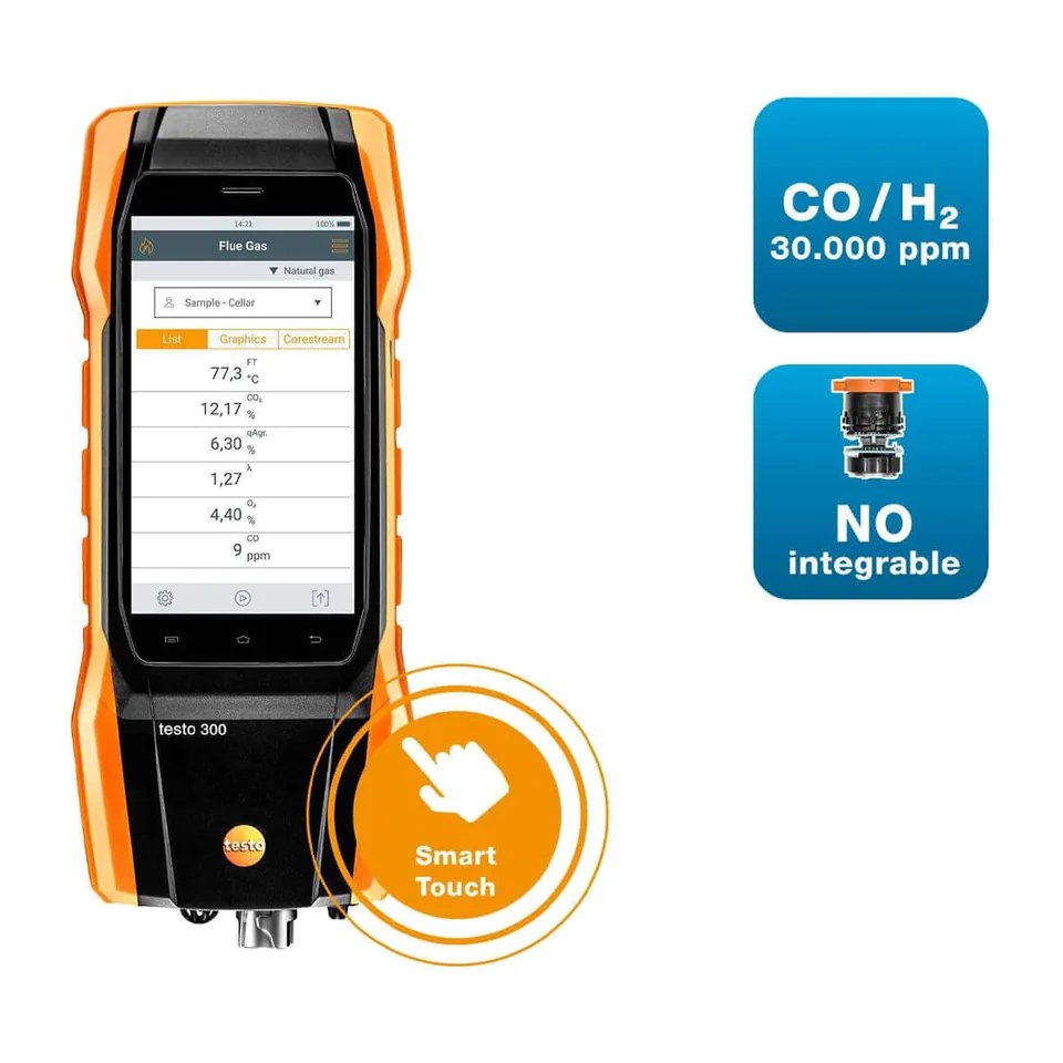 Máy đo khí thải - TESTO 300 longlife Kit 3 (NOslot, O2, CO-bù H2 đến 8.000 ppm)