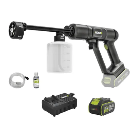 Máy Xịt Rửa Xe Dùng Pin 20V (1 Pin 4.0Ah, 1 Sạc 6A) Worx WU623.14.6B