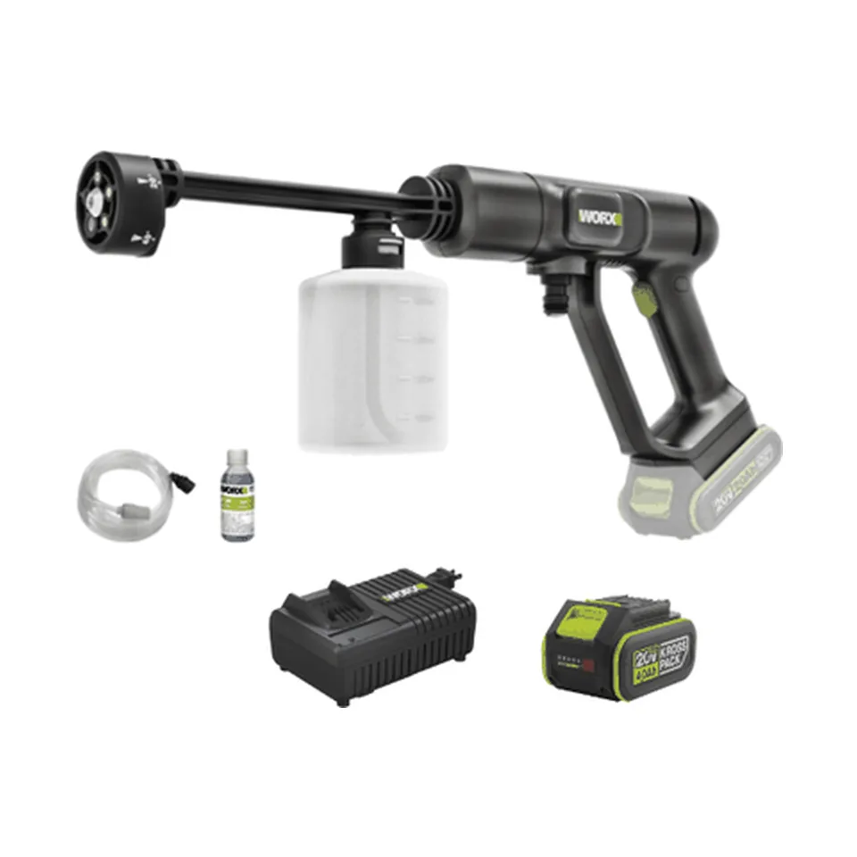 Máy Xịt Rửa Xe Dùng Pin 20V (1 Pin 4.0Ah, 1 Sạc 6A) Worx WU623.14.6B