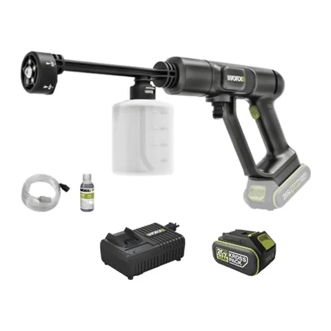 Máy Xịt Rửa Xe Pin 20V (1 Pin 5.0Ah, 1 Sạc 6A) Worx WU623.15.6B