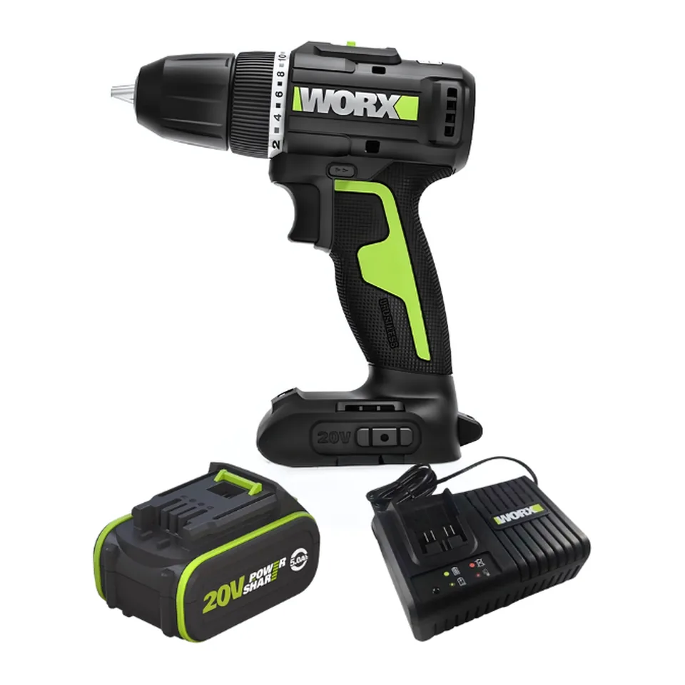 Máy Khoan Pin 20V, 50Nm (Pin 5Ah + Sạc 6Ah) Worx WE212.15.6B