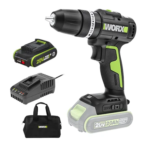 Máy Khoan Pin 20V Có Búa (1 Pin 2Ah + 1 Sạc 2Ah) Worx WE213.12.2B