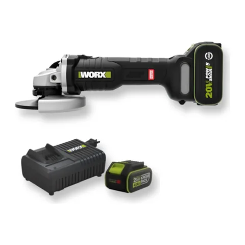 Máy Mài Góc Cầm Tay 20V (1 Pin 4.0Ah, 1 Sạc 6A) Worx WU809.14.6B