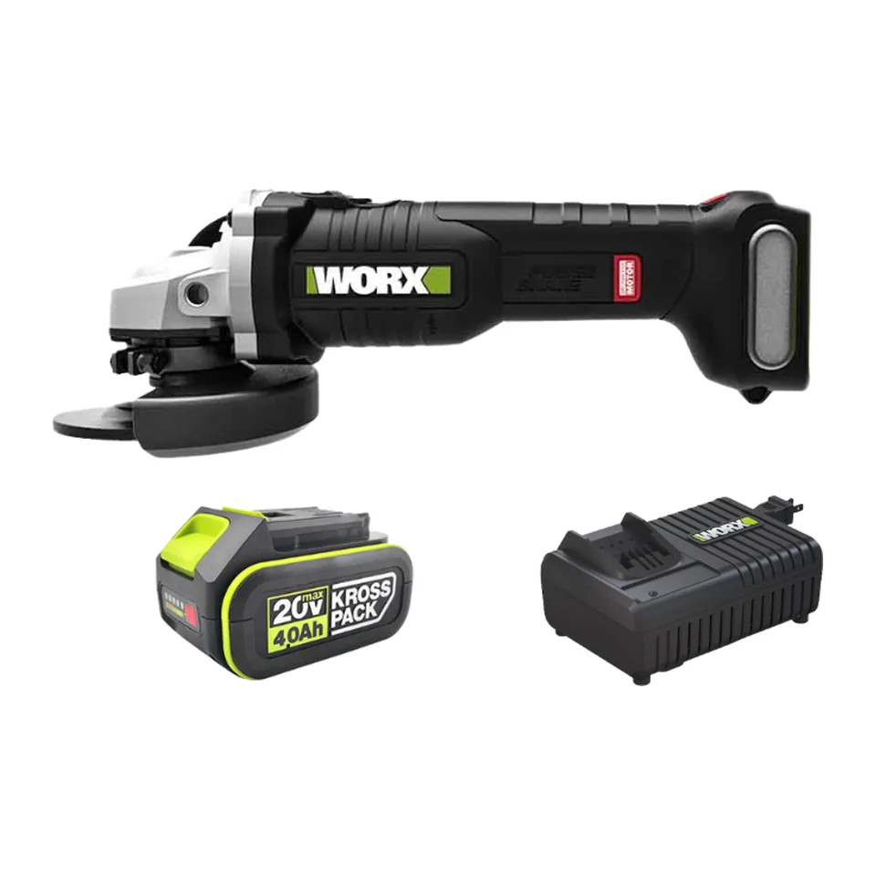 Máy Mài Góc Dùng Pin 20V (1 Pin 4.0Ah, 1 Sạc 6A) Worx WU806.14.6