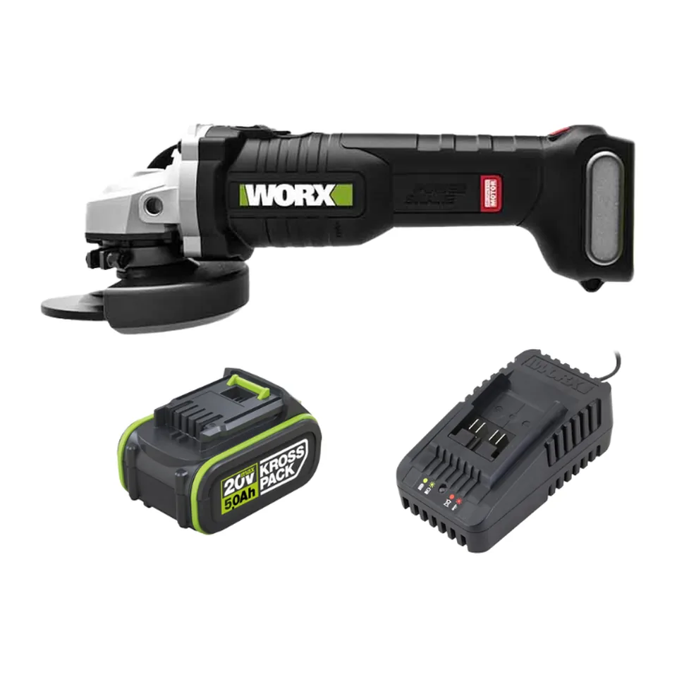 Máy Mài Góc Dùng Pin 20V (1 Pin 5.0Ah, 1 Sạc 2A) Worx WU806.15.2