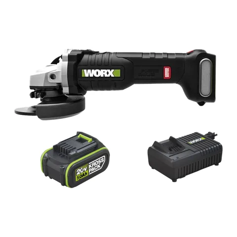 Máy Mài Góc Dùng Pin 20V (1 Pin 5.0Ah, 1 Sạc 6A) Worx WU806.15.6