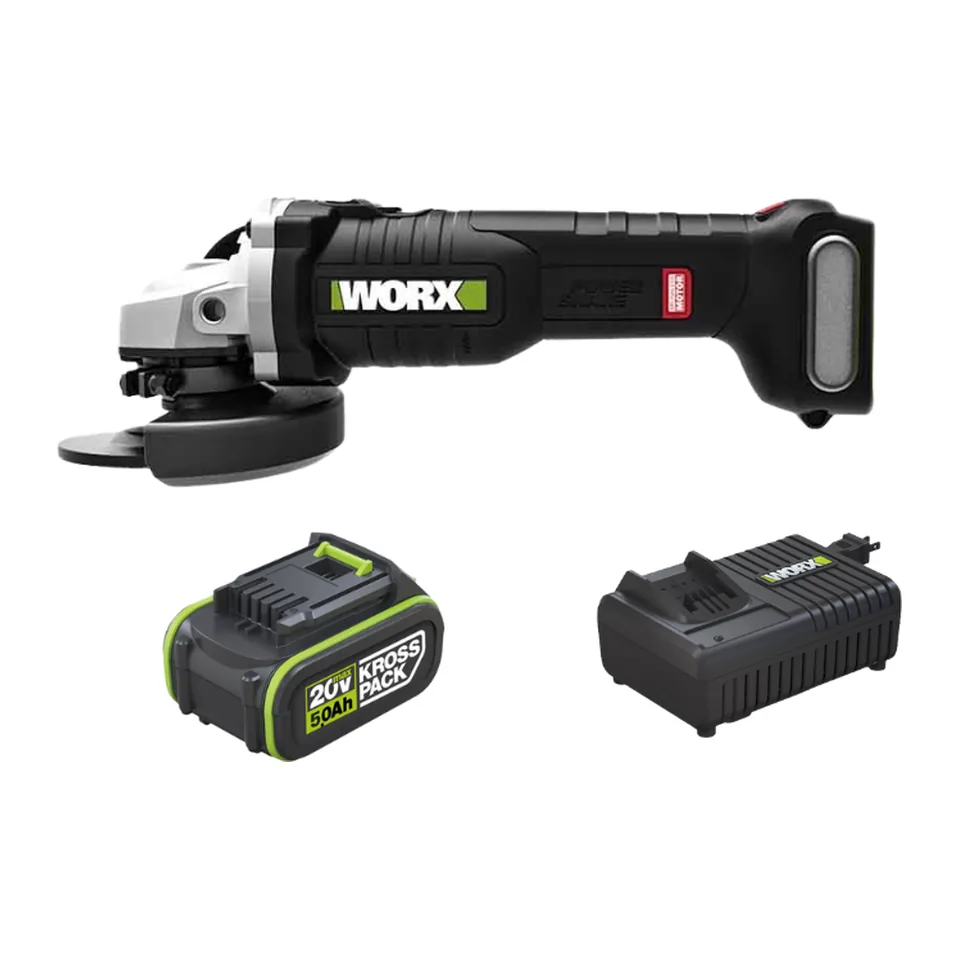 Máy Mài Góc Dùng Pin 20V (1 Pin 5.0Ah, 1 Sạc 6A) Worx WU806.15.6