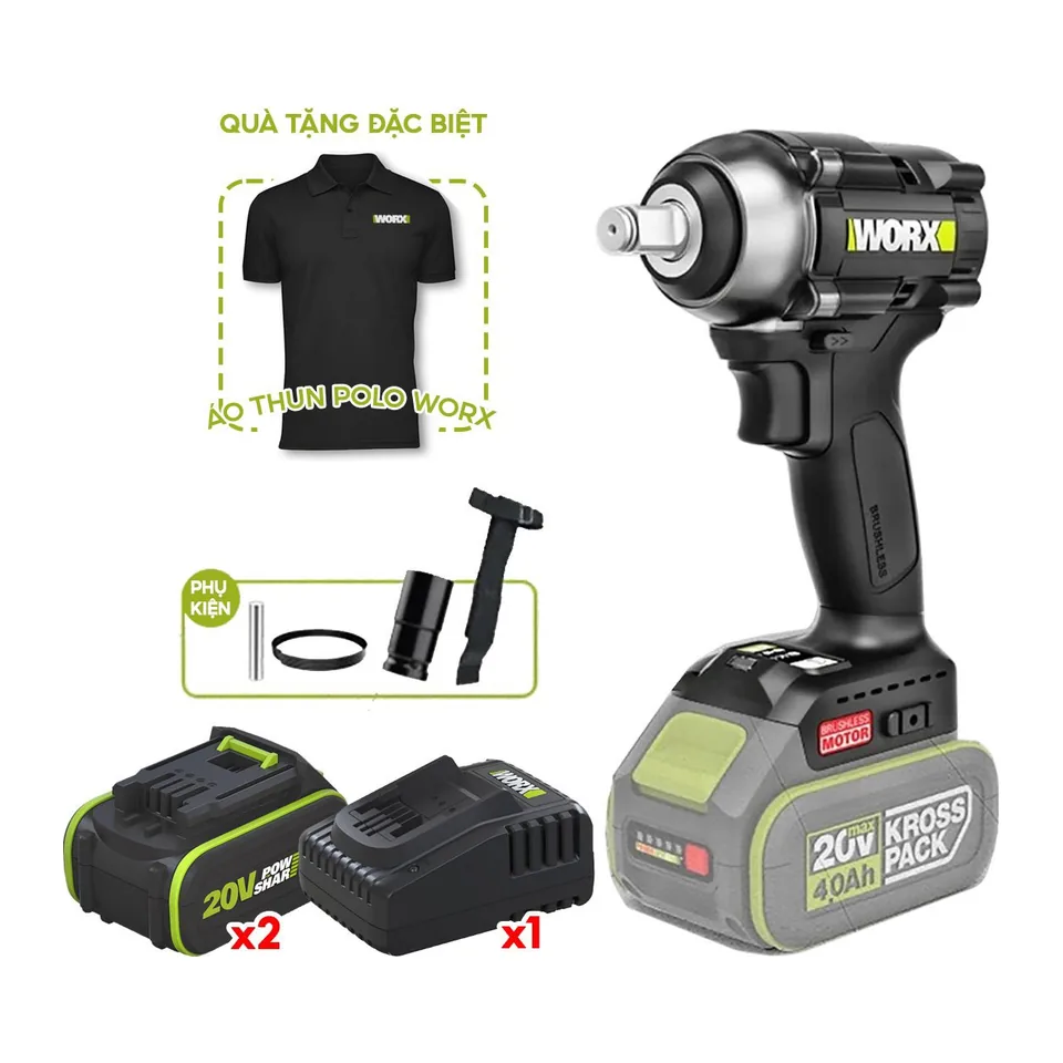 MÁY SIẾT BU LÔNG WE272 400N DÙNG PIN LI-ION 20V – WORX GREEN.