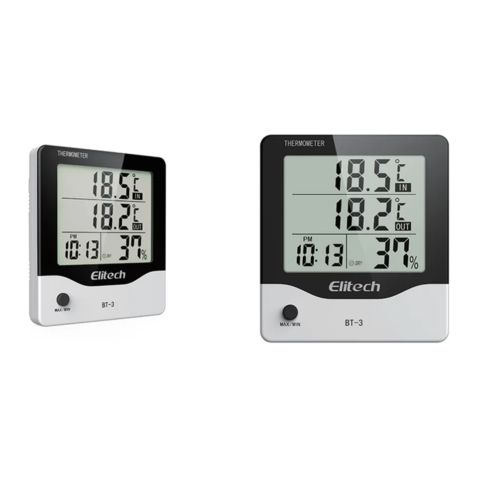 Nhiệt kế ẩm kế điện tử trong nhà/ngoài trời Elitech BT-3, có đồng hồ và báo thức
