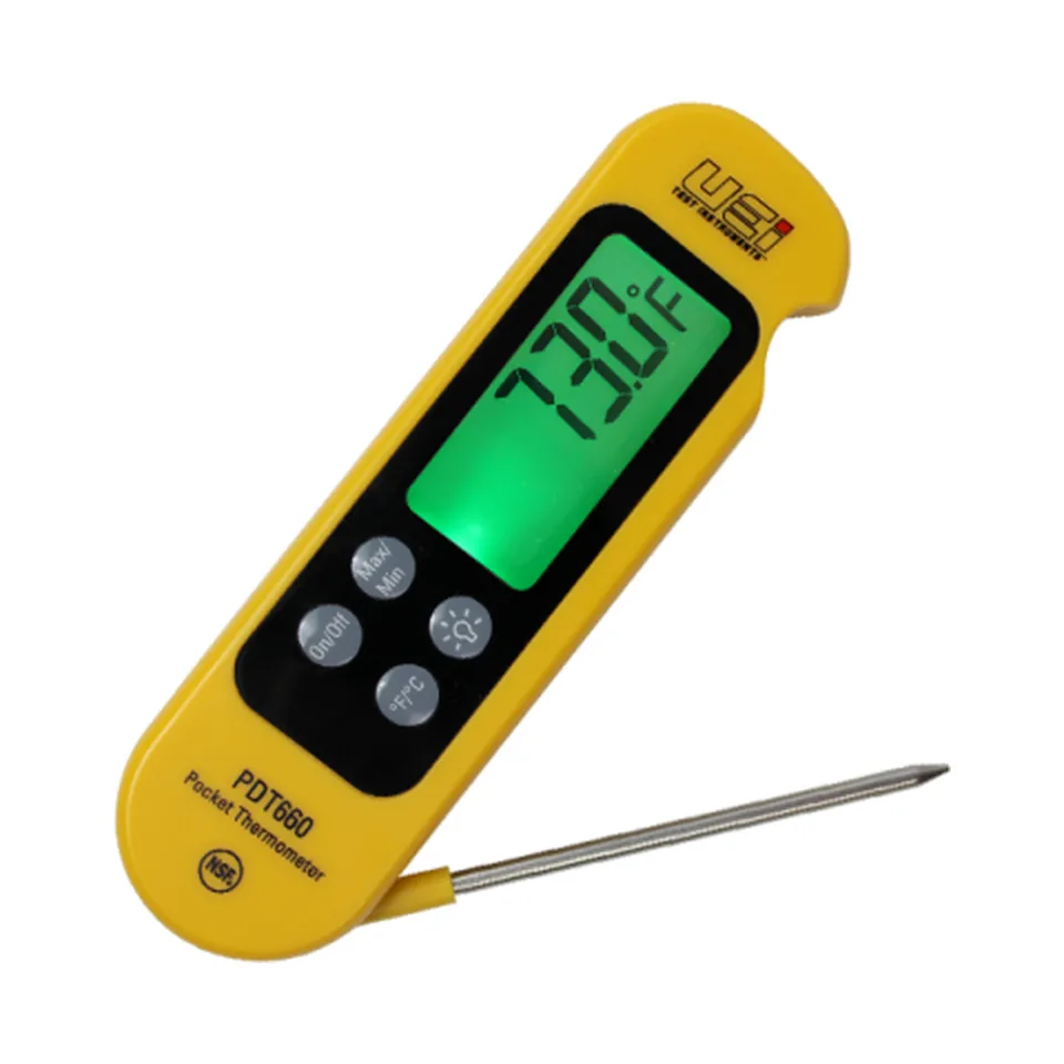 Nhiệt kế bỏ túi điện tử UEi PDT660 đạt NSF, đầu dò gập, màn hình đèn nền