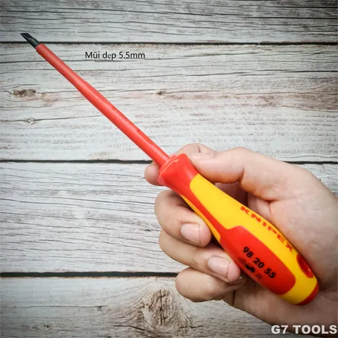 Tua Vít Knipex 98 20 55 Mũi Dẹp 5.5mm Cách Điện 1000 Volt