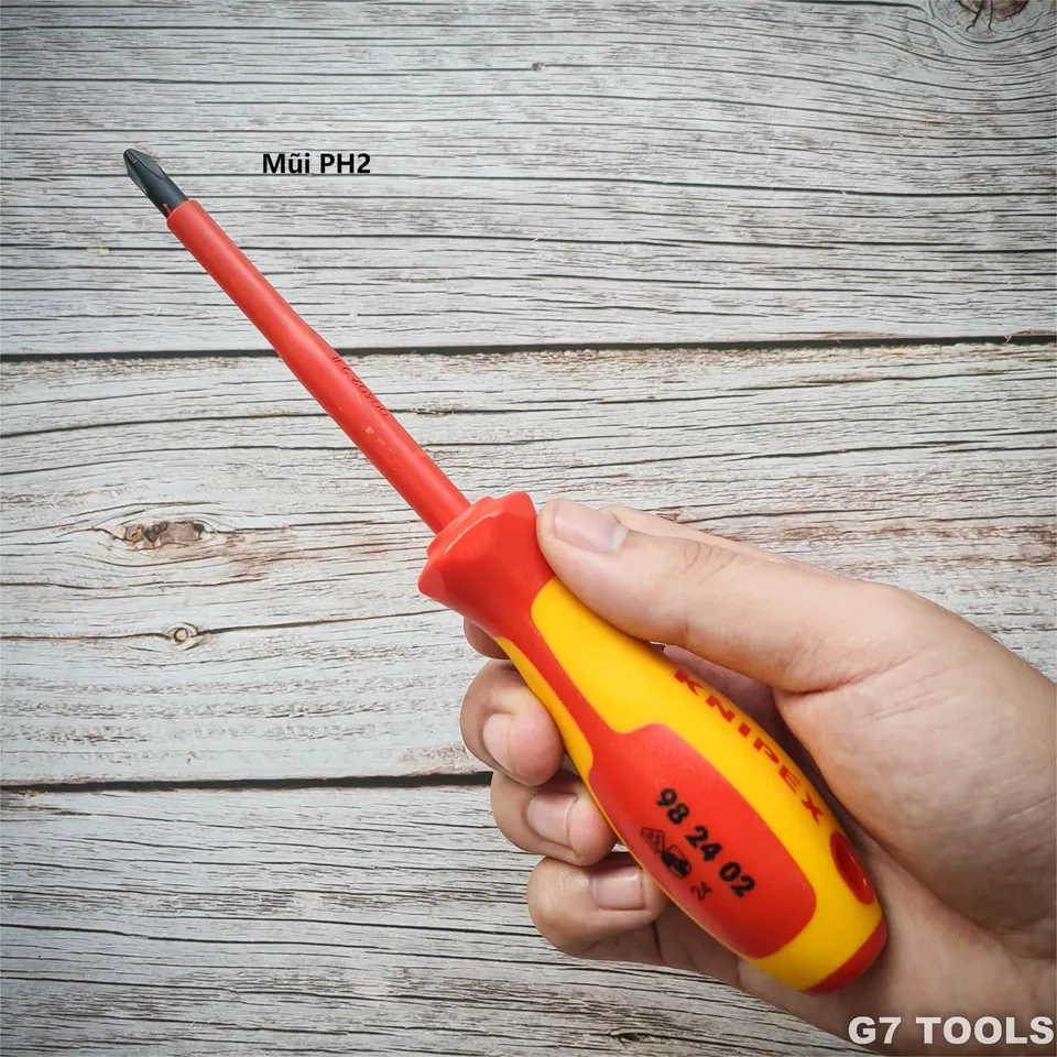 Tua Vít Knipex 98 24 02 Size PH2 Cách Điện 1000 Volt